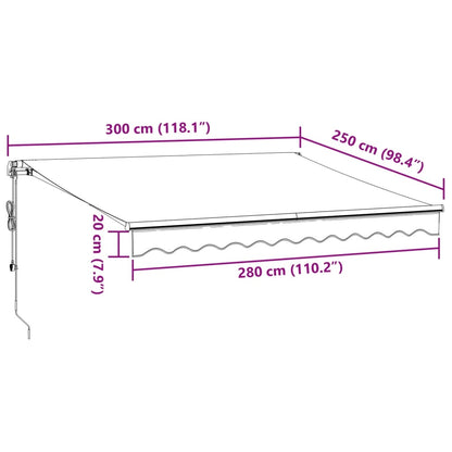 Toldo retrátil automático 300x250 cm bordô