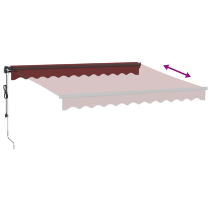 Toldo retrátil automático com luzes LED 300x250 cm bordô