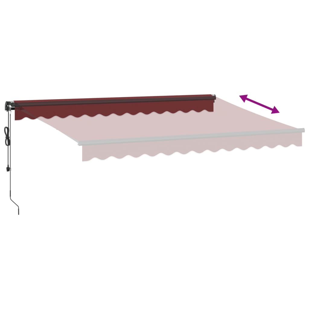 Toldo retrátil automático com luzes LED 350x250 cm bordô