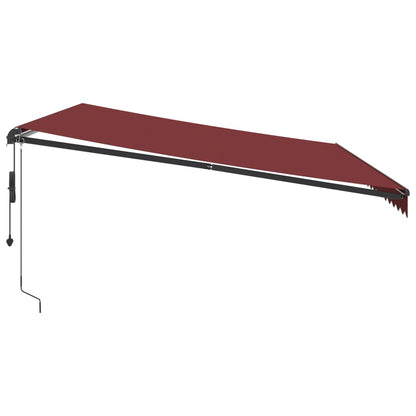 Toldo retrátil automático com luzes LED 500x300 cm bordô