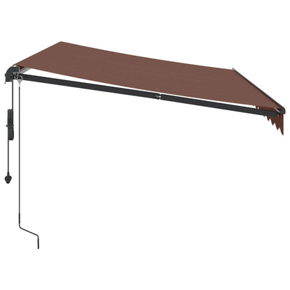 Toldo retrátil automático com luzes LED 350x250 cm castanho