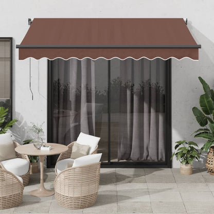 Toldo retrátil automático com luzes LED 350x250 cm castanho