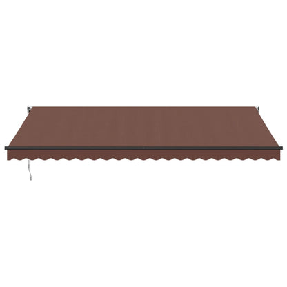 Toldo retrátil automático com luzes LED 500x300 cm castanho