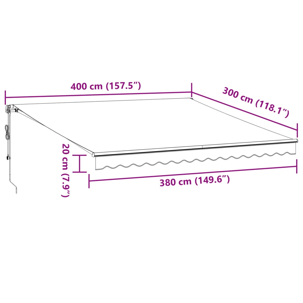 Toldo retrátil automático 400x300 cm antracite e branco