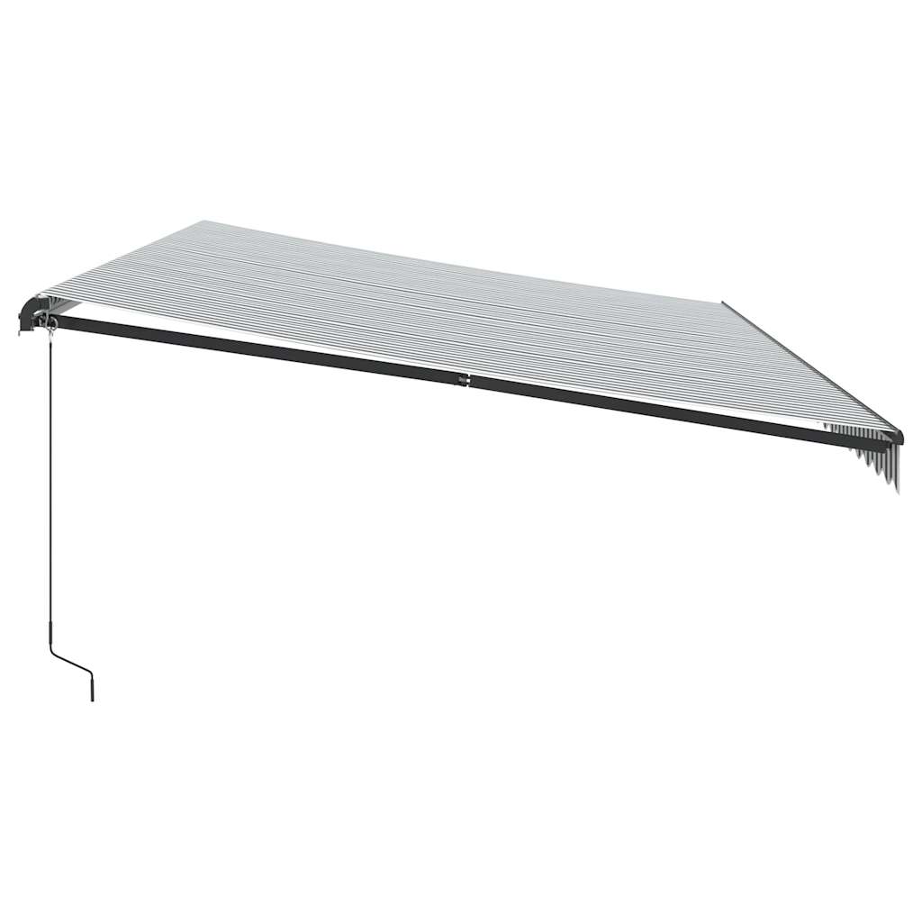 Toldo retrátil manual com luzes LEDs 600x300cm antracite/branco