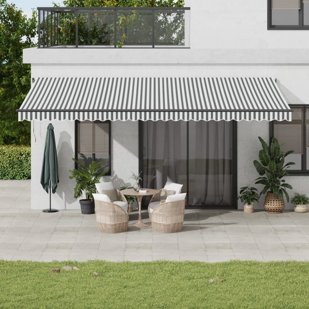 Toldo retrátil automático 600x300 cm antracite e branco