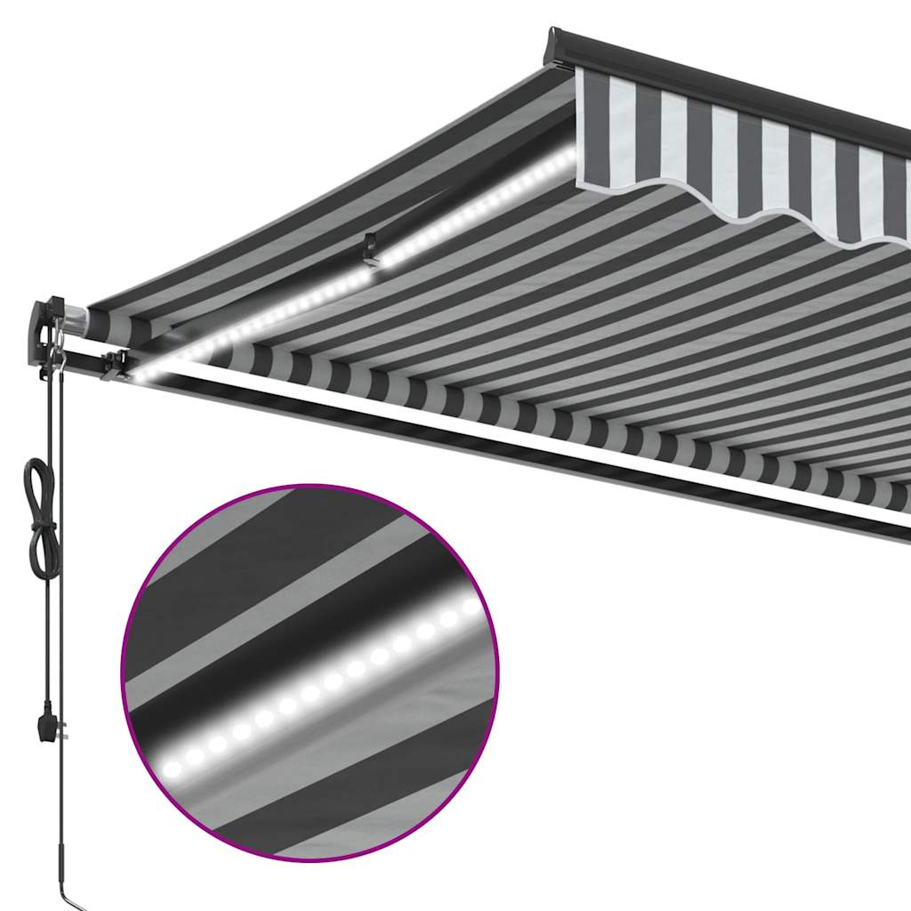 Toldo retrátil automático com LEDs 600x300 cm antracite/branco