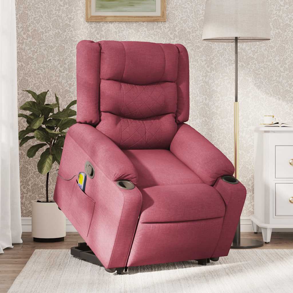 Poltrona de massagens reclin. elevatória tecido vermelho tinto