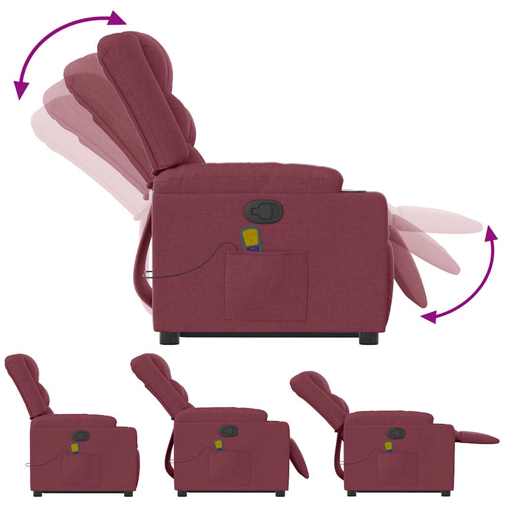 Poltrona de massagens reclin. elevatória tecido vermelho tinto