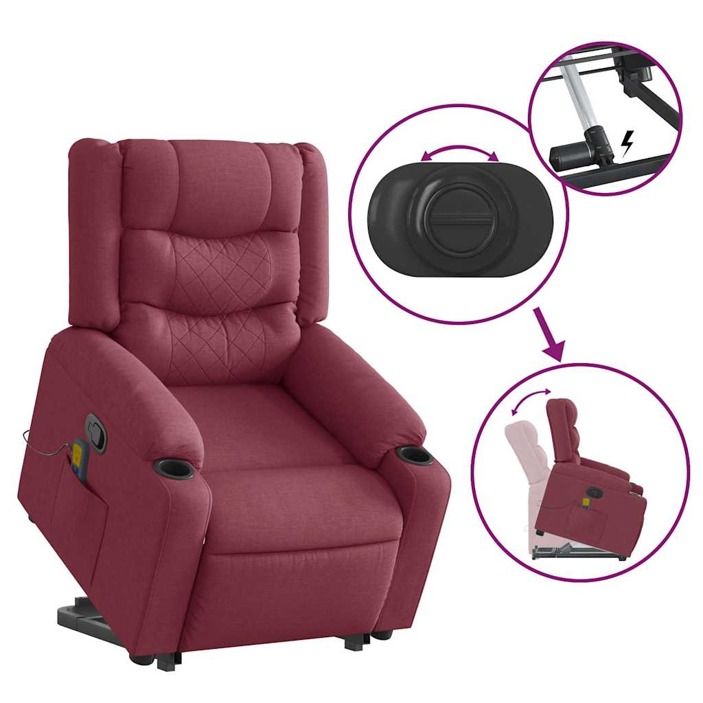 Poltrona de massagens reclin. elevatória tecido vermelho tinto