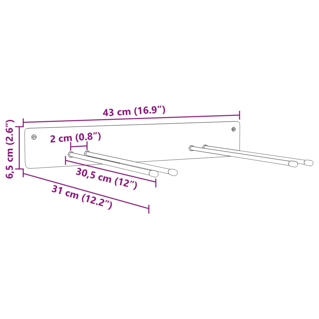 Suportes de parede p/ ferramentas de jardim 2 pcs aço preto