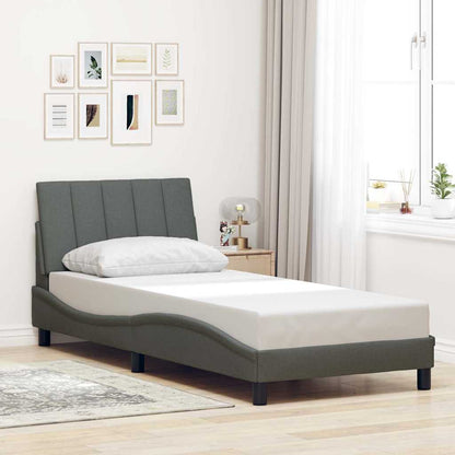 Estrutura de cama sem colchão 80x200 cm tecido cinzento-escuro