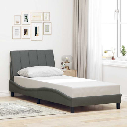 Estrutura de cama sem colchão 90x200 cm tecido cinzento-escuro