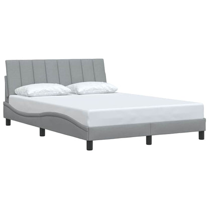 Estrutura de cama sem colchão 140x190 cm tecido cinzento-claro