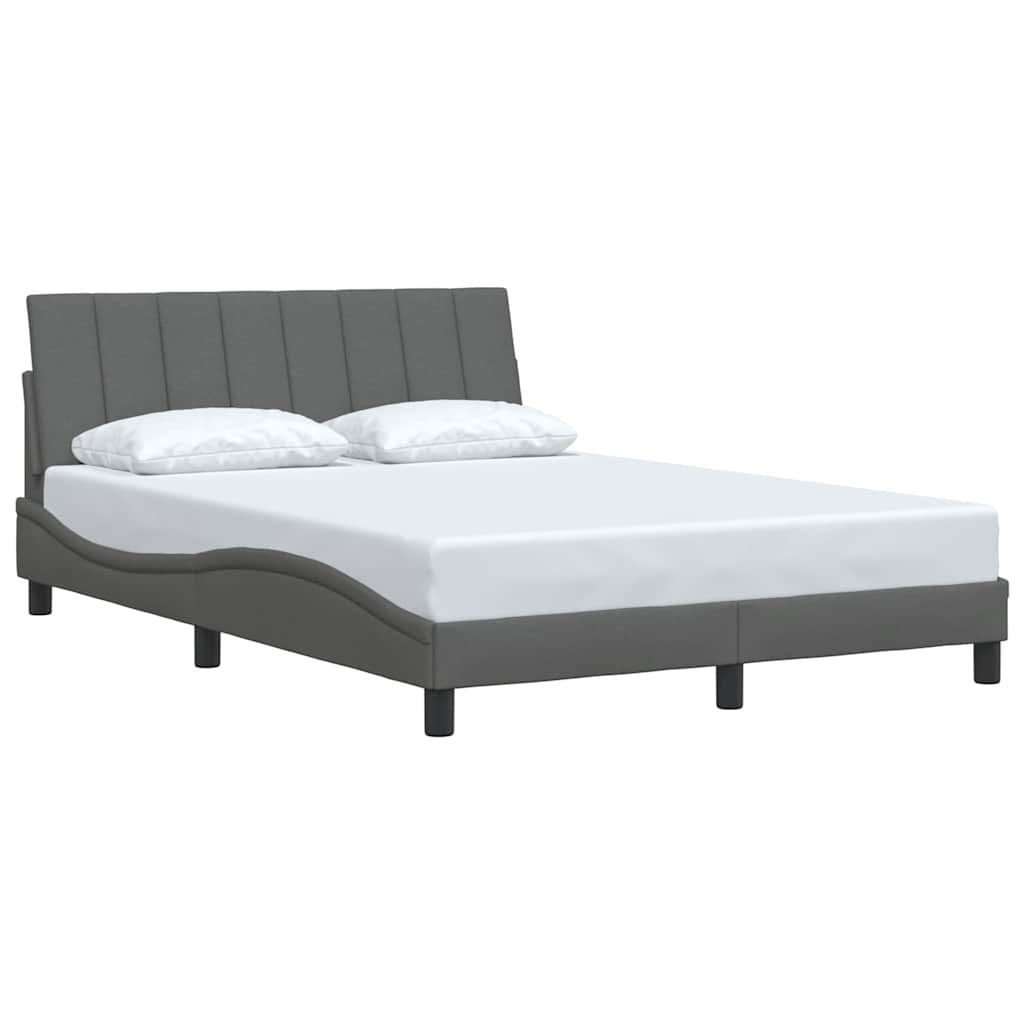 Estrutura de cama sem colchão 140x190 cm tecido cinzento-escuro