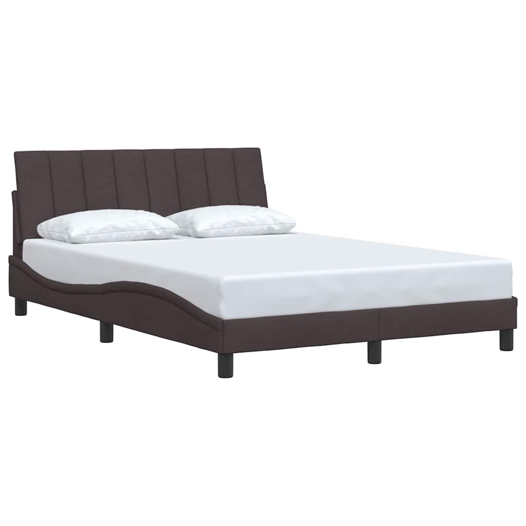 Estrutura de cama sem colchão 140x190 cm tecido castanho-escuro