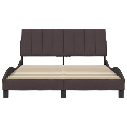 Estrutura de cama sem colchão 140x190 cm tecido castanho-escuro