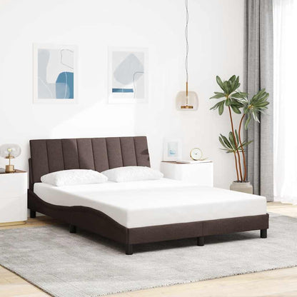 Estrutura de cama sem colchão 140x190 cm tecido castanho-escuro