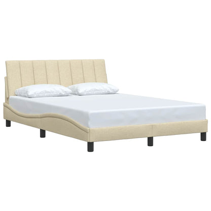 Estrutura de cama sem colchão 140x190 cm tecido cor creme