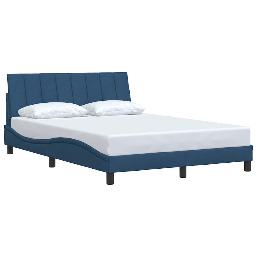 Estrutura de cama sem colchão 140x190 cm tecido azul