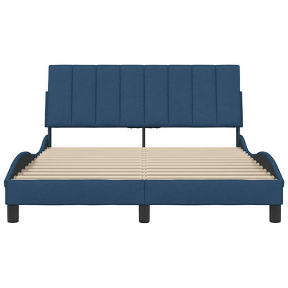 Estrutura de cama sem colchão 140x190 cm tecido azul