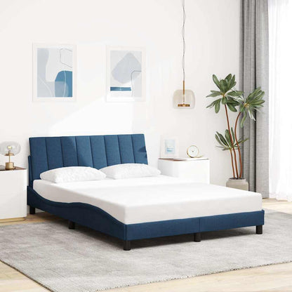 Estrutura de cama sem colchão 140x200 cm tecido azul