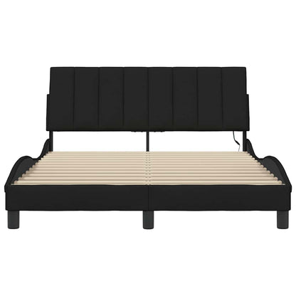 Estrutura de cama sem colchão 140x190 cm tecido preto