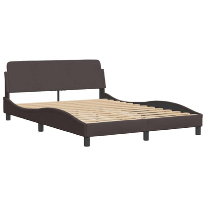 Estrutura de cama sem colchão 140x190 cm tecido castanho-escuro