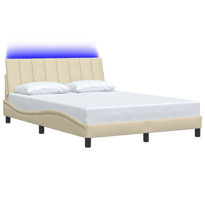 Estrutura de cama sem colchão 140x190 cm tecido cor creme