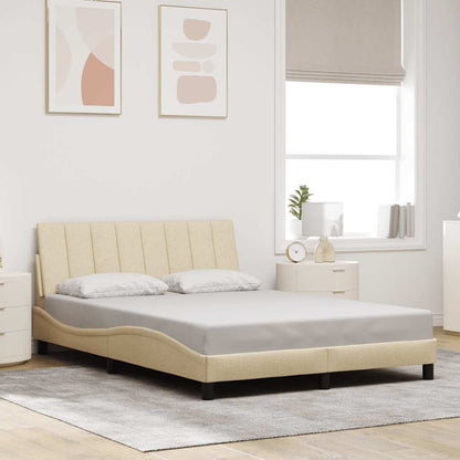 Estrutura de cama sem colchão 140x190 cm tecido cor creme