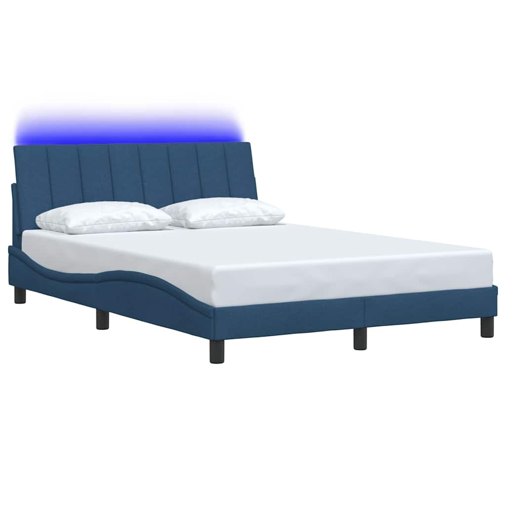 Estrutura de cama sem colchão 140x190 cm tecido azul