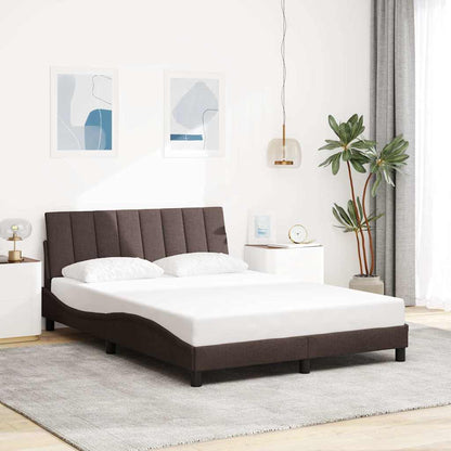 Estrutura de cama sem colchão 140x200 cm tecido castanho-escuro