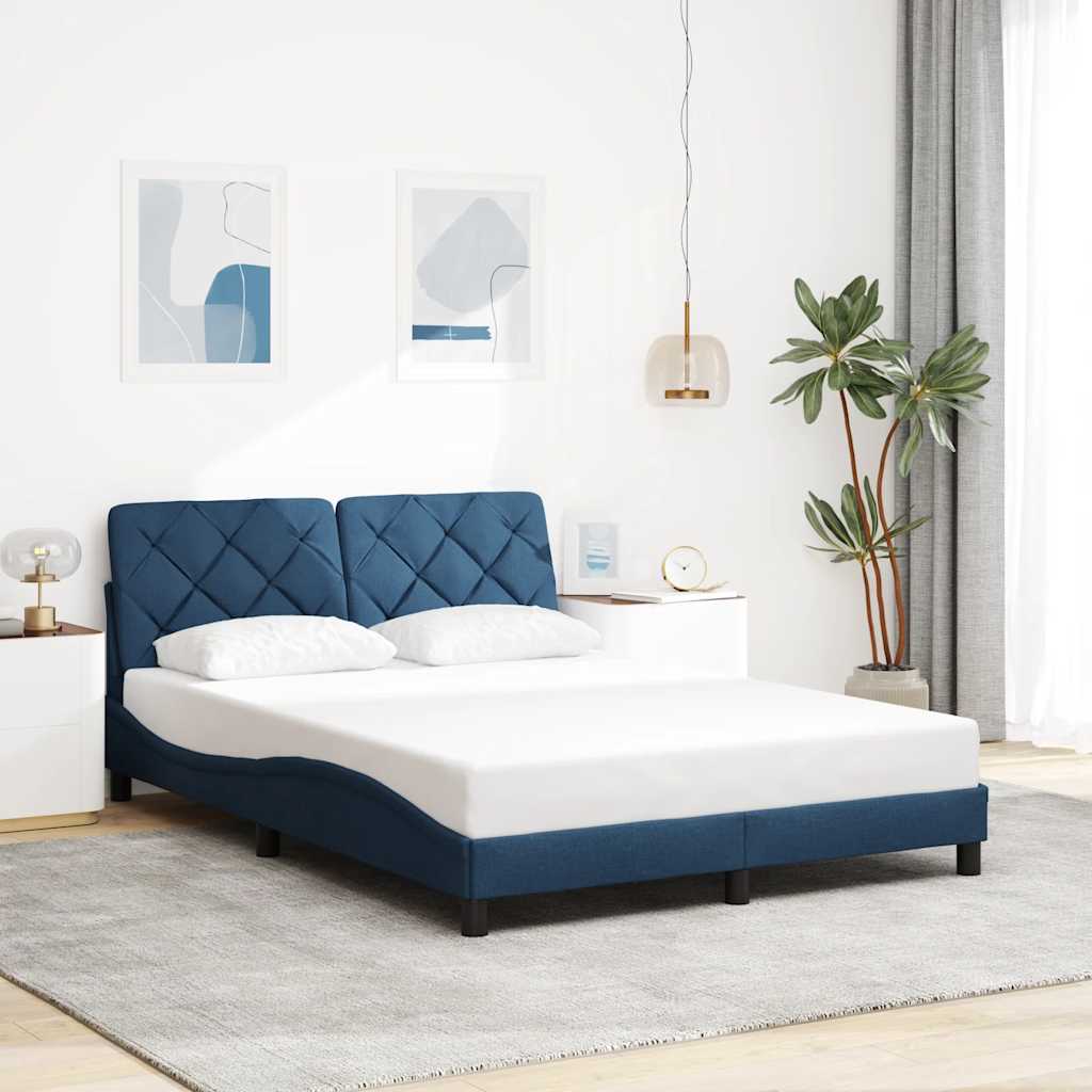 Estrutura de cama sem colchão 120x200 cm tecido azul