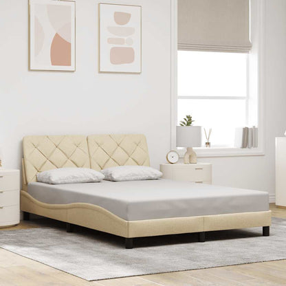 Estrutura de cama sem colchão 140x200 cm tecido cor creme