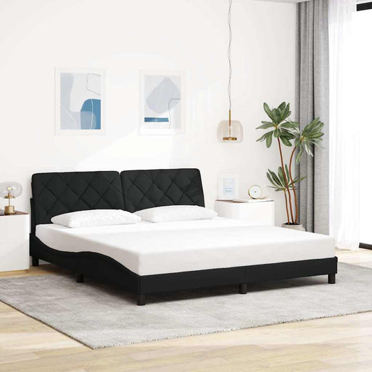 Estrutura de cama sem colchão 180x200 cm tecido preto