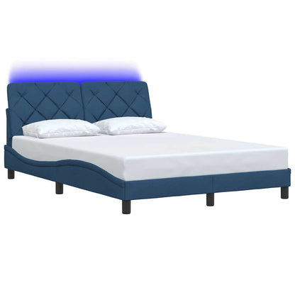 Estrutura de cama com LED sem colchão 120x200 cm tecido azul