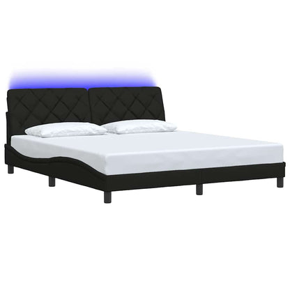 Estrutura de cama com LED sem colchão 180x200 cm tecido preto