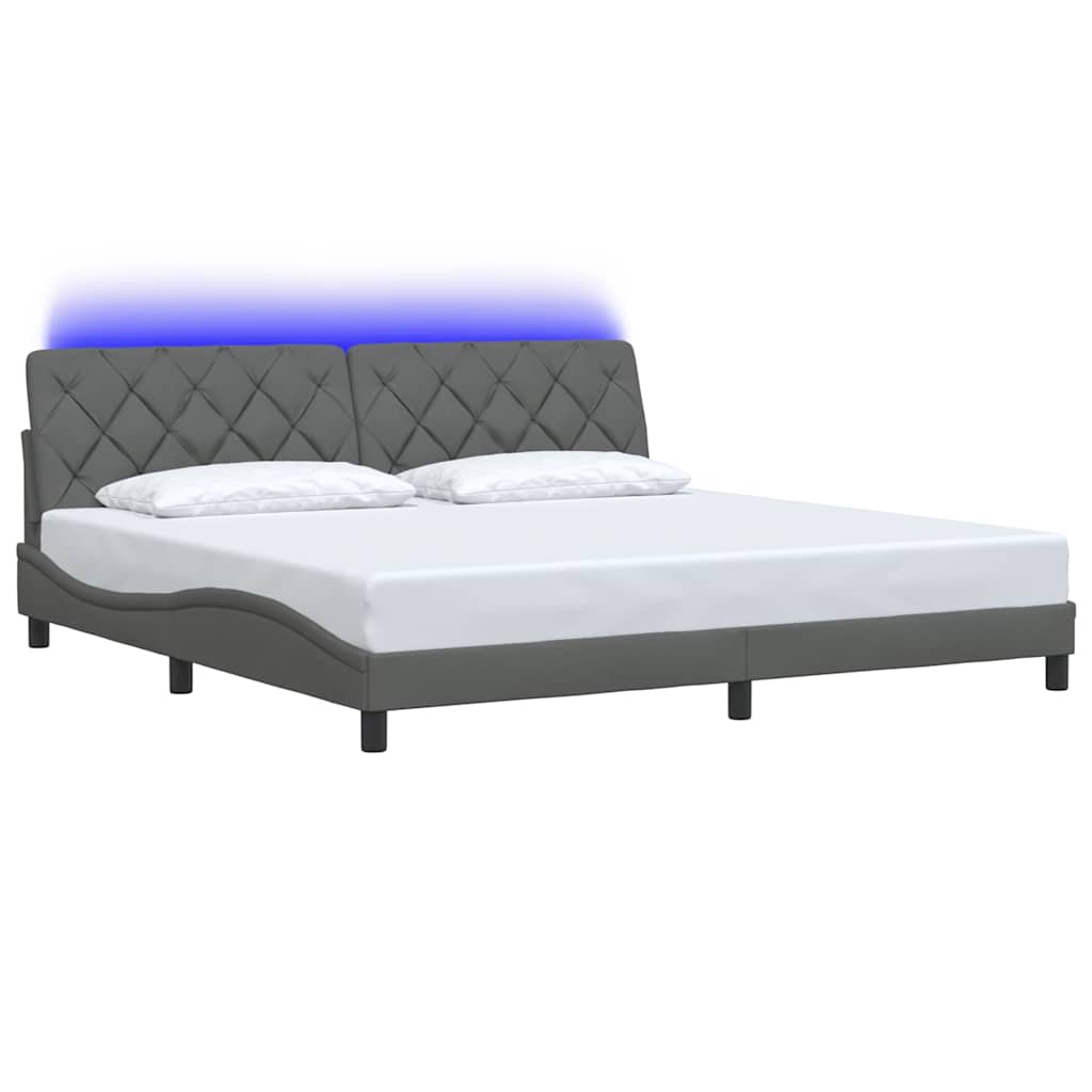 Estrutura de cama com LED sem colchão 200x200 cm tecido