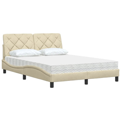 Cama com colchão 140x200 cm tecido cor creme