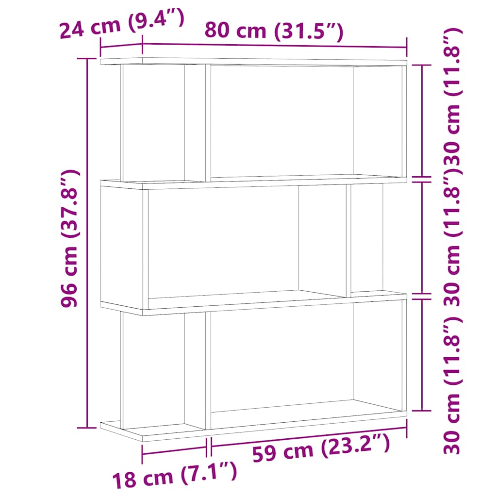 Estante 80x24x96 cm derivados de madeira carvalho artisiano