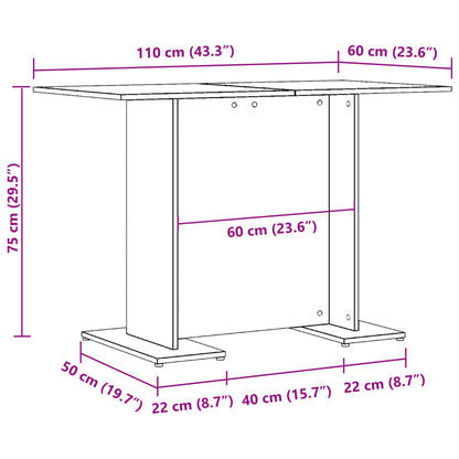 Mesa de jantar 110x60x75 cm derivados de madeira madeira velha