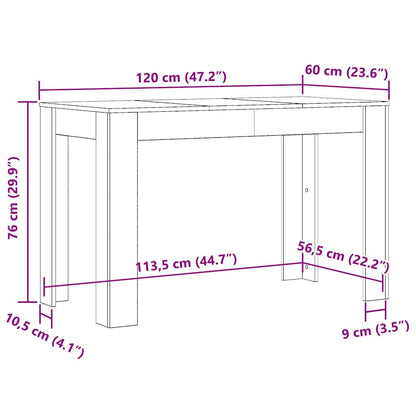 Mesa de jantar 120x60x76 cm derivados de madeira madeira velha