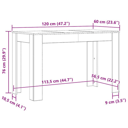 Mesa de jantar 120x60x76cm derivados madeira carvalho artisiano