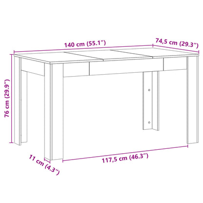 Mesa de jantar 140x74,5x76cm derivados de madeira madeira velha