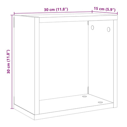 Prateleiras de parede cubos 2 pcs deriv. madeira madeira velha