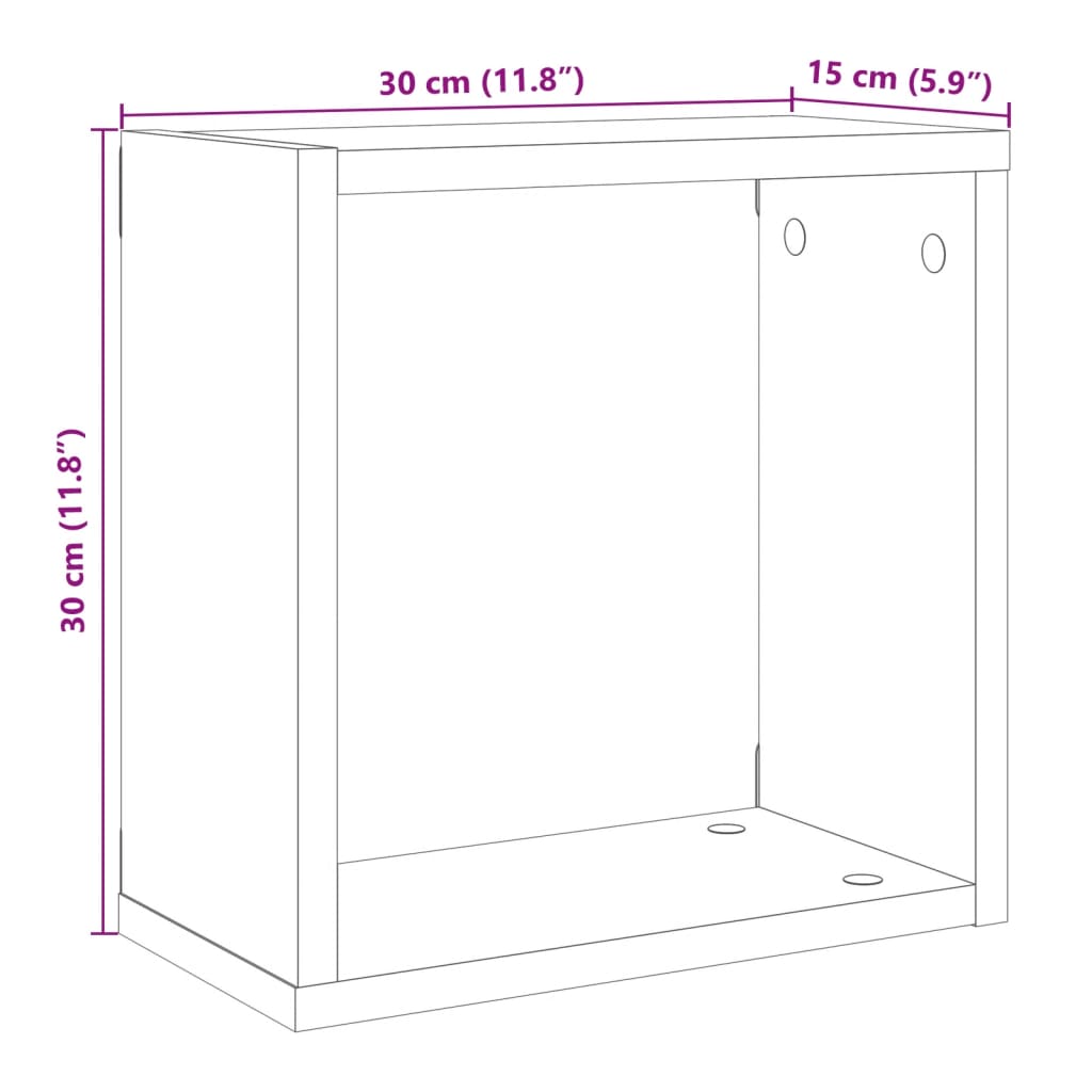 Prateleiras cubo 2 pcs derivados de madeira carvalho artisiano