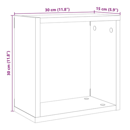 Prateleiras cubo 2 pcs derivados de madeira carvalho artisiano