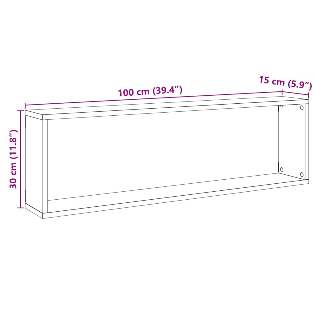 Prateleiras de parede cubos 4 pcs deriv. madeira madeira velha