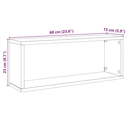 Prateleiras parede em cubo 2pcs deriv. de madeira madeira velha