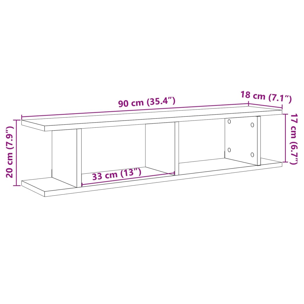 Estantes parede 2 pcs 90x18x20 cm deriv. madeira madeira velha